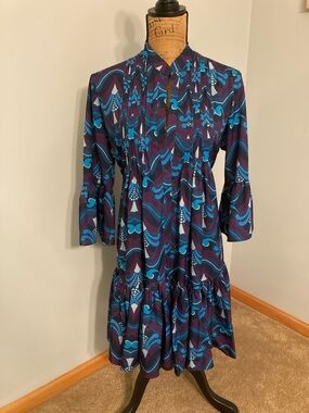 Area Stars Blue & Purple Swirl Baby Doll Dress Women Size Medium